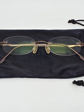 Nikon NC07 0807 Brown Titanium Rimless Eyeglasses Frame w/ Case Japan 50-18-140
